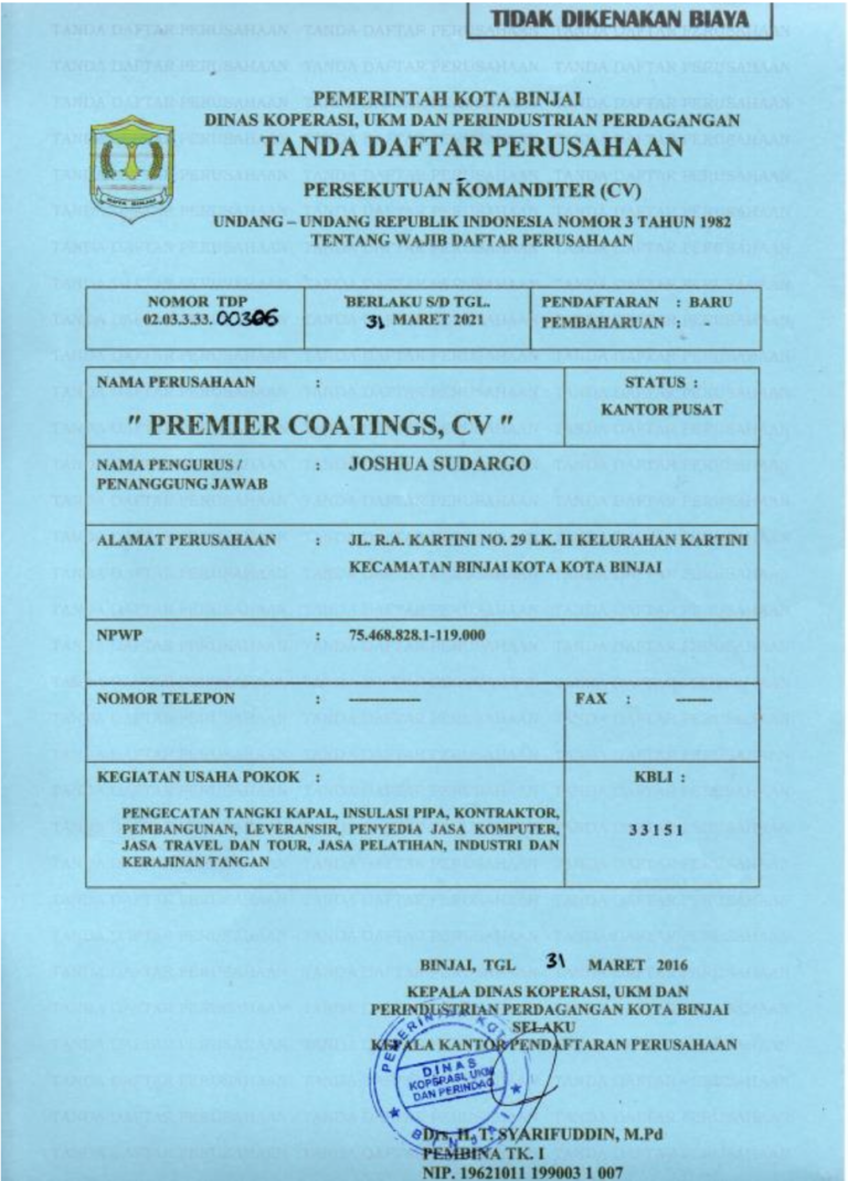 PC - Tanda Daftar Perusahaan TDP